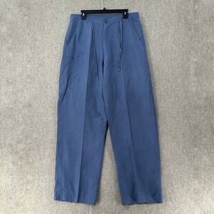 Linea Uomo‎ Linen Blend Khaki Pants Mens 36x32 Drawstring Beach Vacation Blue